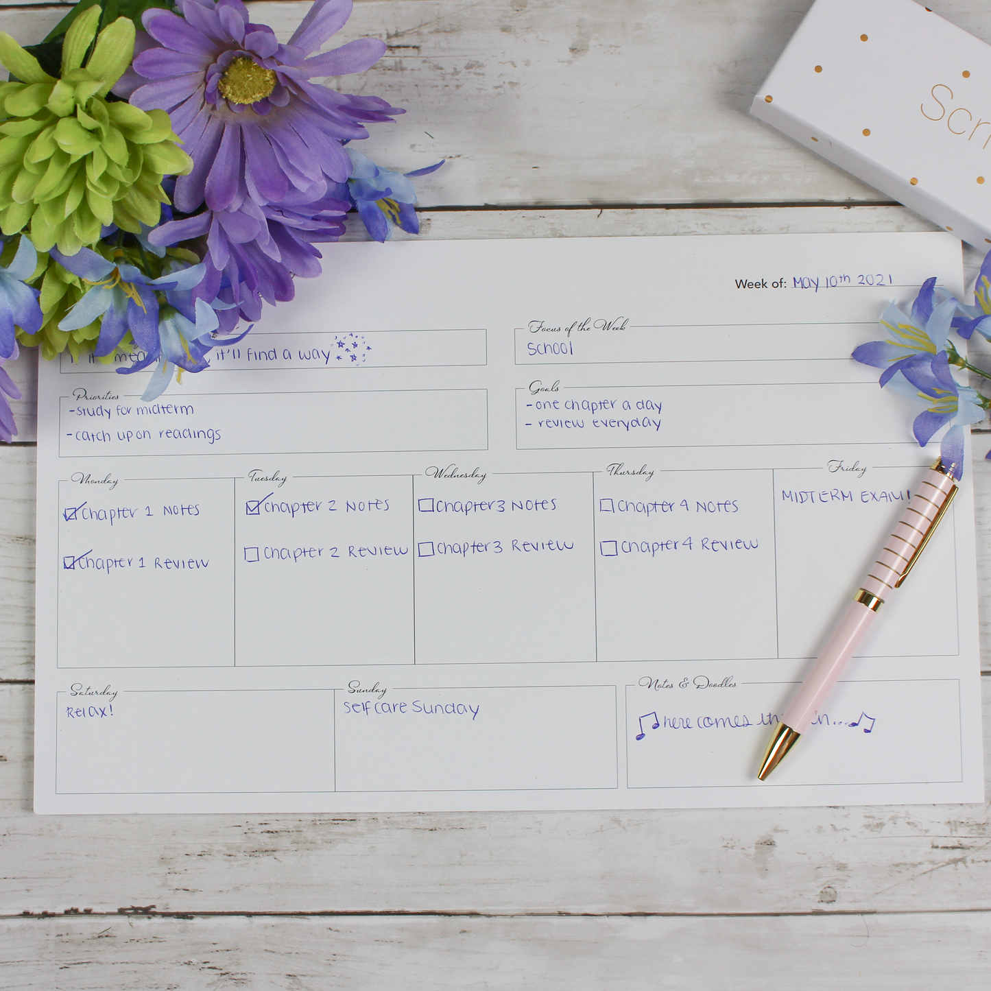 Weekly Deskpad, Large, White - Scribbly