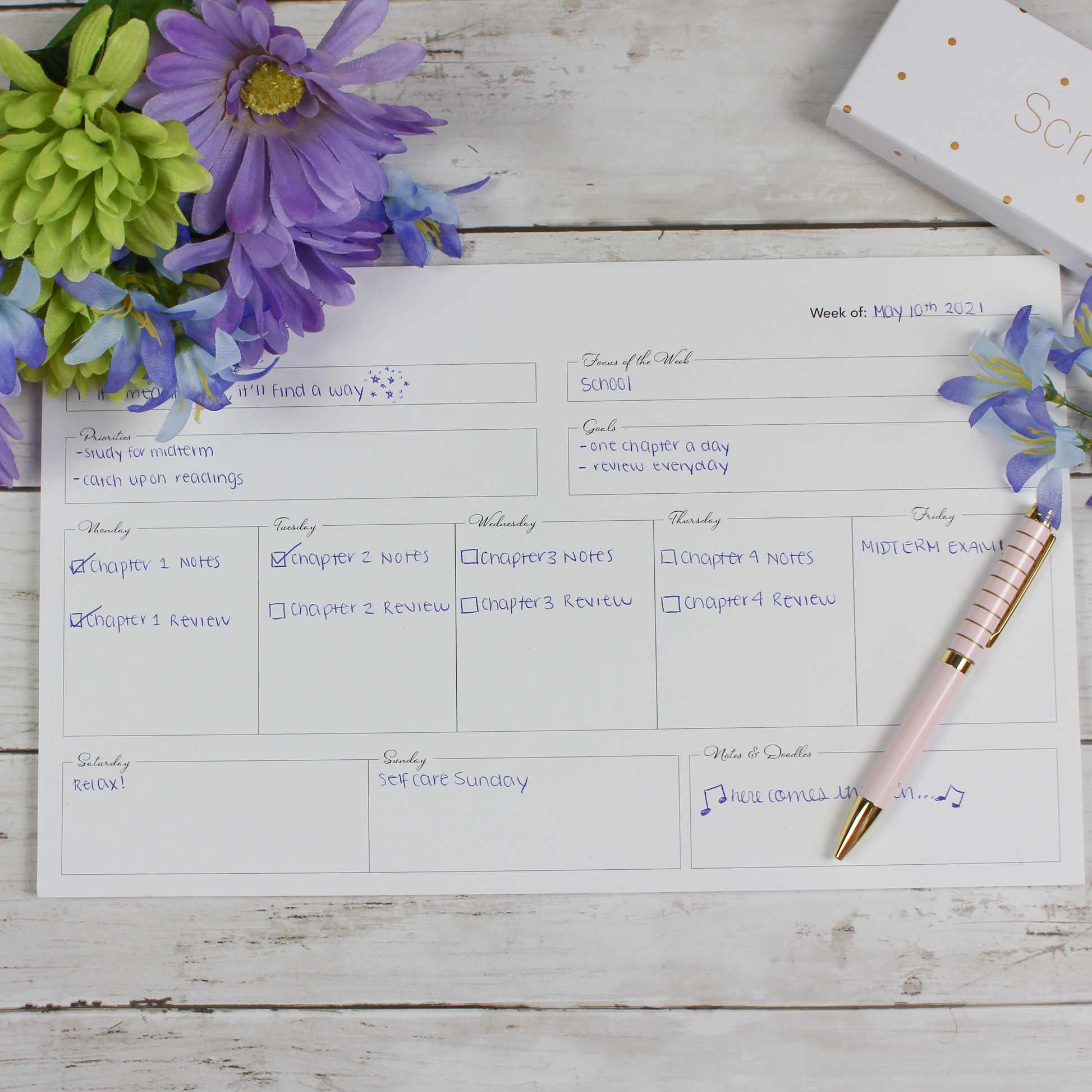 Weekly Deskpad, Large, White - Scribbly 